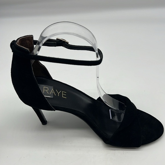 RAYE - Jennifer Black Suede Twist Open Toe Adjustable Ankle Straps Heels Size 9 - Picture 13 of 14